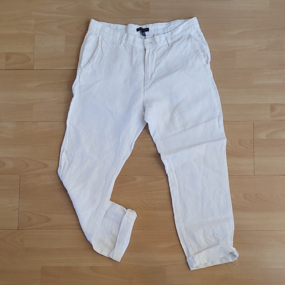 Saks Fifth Avenue White Linen Trousers